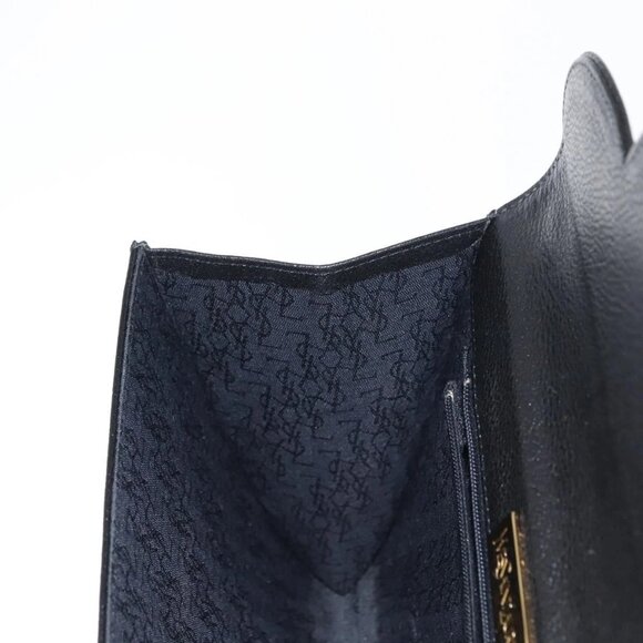 Authentic SAINT LAURENT Clutch Bag Leather Black Gold bst339-121825 - Picture 12 of 16